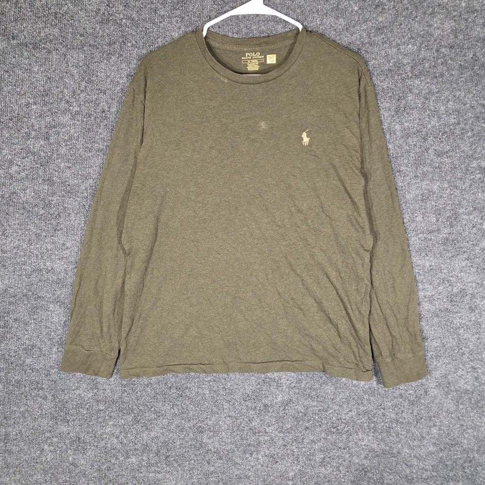 Polo Ralph Lauren Long Sleeve T Shirt Mens Medium Green Classic Fit Pony Logo